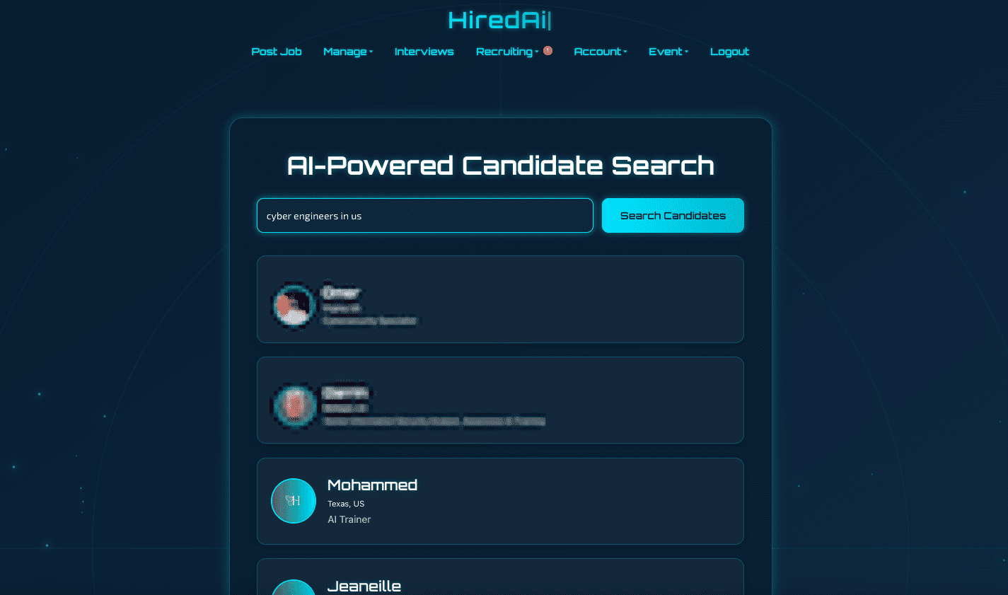 HiredAI Candidate Search